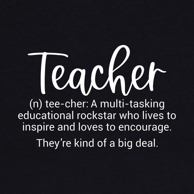 Teacher definition - inspiring teacher quote (white) by PickHerStickers